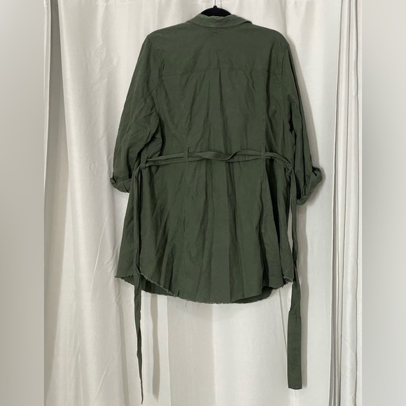 Torrid Green Linen Blend Utility Tab Sleeve Jacket Size 2 - Picture 2 of 10
